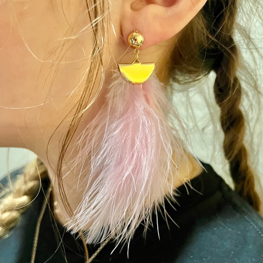 Blush Pink Feather Stud Earrings